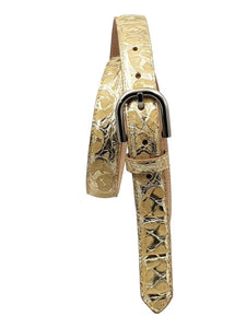 Cintura in Vero Pitone 2,5 cm placcato Metallo - Limone