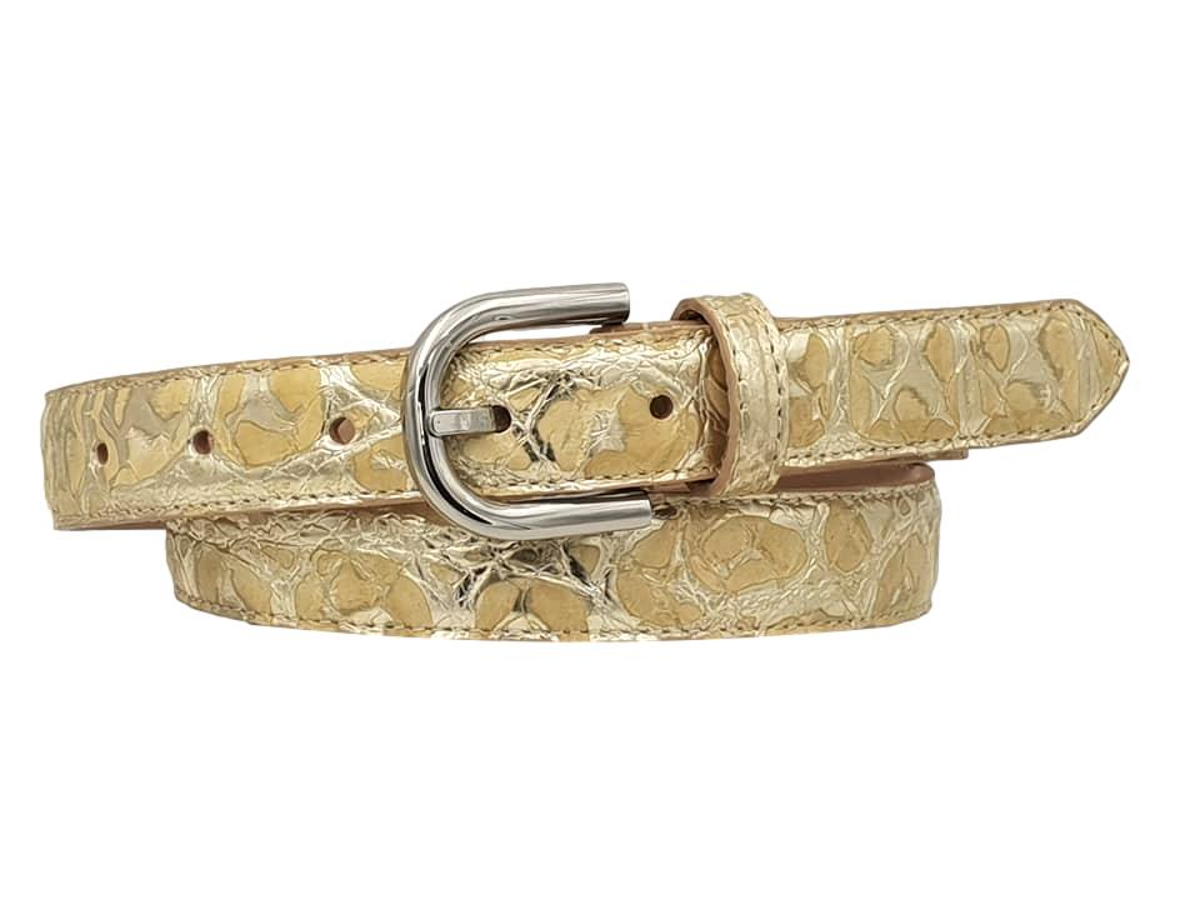 Cintura in Vero Pitone 2,5 cm placcato Metallo - Limone