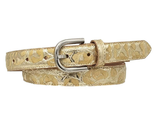 Cintura in Vero Pitone 2,5 cm placcato Metallo - Limone