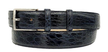 Carica l&#39;immagine nel visualizzatore di Gallery, Cintura 4 cm in fianco di Coccodrillo Blu con fibbia Nichel free e fodera Nabuk - ESPERANTOBELTS