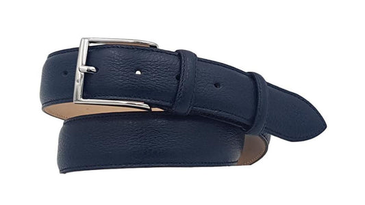 Cintura XXL 3,5 cm in Vera Pelle  stampato Cervo,  Fibbia anallergica - Blu - ESPERANTOBELTS
