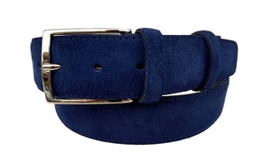 Cintura Uomo 4 cm in Pelle Scamosciata , fodera in pelle e fibbia Nichel free - Blu chiaro - ESPERANTOBELTS