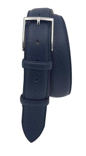Cintura XXL 3,5 cm in Vera Pelle  stampato Cervo,  Fibbia anallergica - Blu