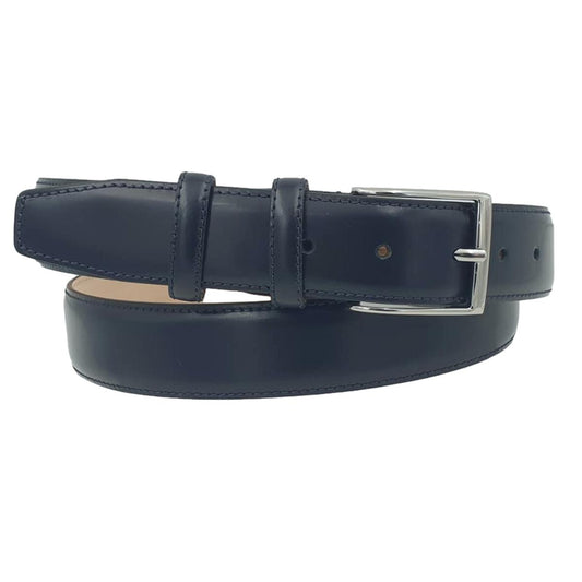 Cintura 3,5 cm in pelle lucida con Fibbia anallergica - Blu