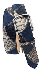 Cintura 4 cm in Pitone, Scamosciato e Pelle stampata Coccodrillo con fibbia Nichel free - ESPERANTOBELTS