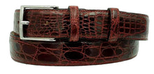 Carica l&#39;immagine nel visualizzatore di Gallery, Cintura 4 cm in fianco di Coccodrillo Bordeaux con fibbia Nichel free e fodera Nabuk - ESPERANTOBELTS