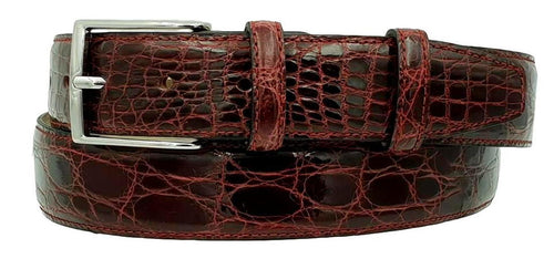 Cintura 4 cm in fianco di Coccodrillo Bordeaux con fibbia Nichel free e fodera Nabuk - ESPERANTOBELTS
