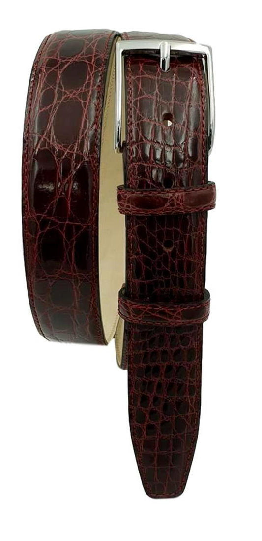 Cintura 4 cm in fianco di Coccodrillo Bordeaux con fibbia Nichel free e fodera Nabuk - ESPERANTOBELTS