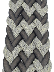 Cintura Bicolore 3,5 cm intrecciata in cuoio e cotone e fibbia Nichel free - Beige - ESPERANTOBELTS