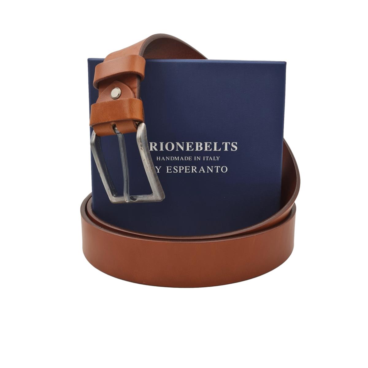 Cintura 3,5 cm in vero cuoio di toro spesso e resistente con fibbia anallergica - ESPERANTOBELTS