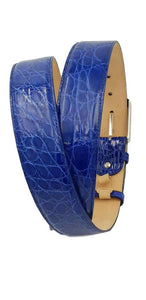 Cintura 4 cm in fianco di Coccodrillo Blu Elettrico con fibbia Nichel free e fodera Nabuk - ESPERANTOBELTS