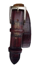 Carica l&#39;immagine nel visualizzatore di Gallery, Cintura 3,5 cm in Coda di Coccodrillo Tinta a mano con fodera nabuk e fibbia anallergica