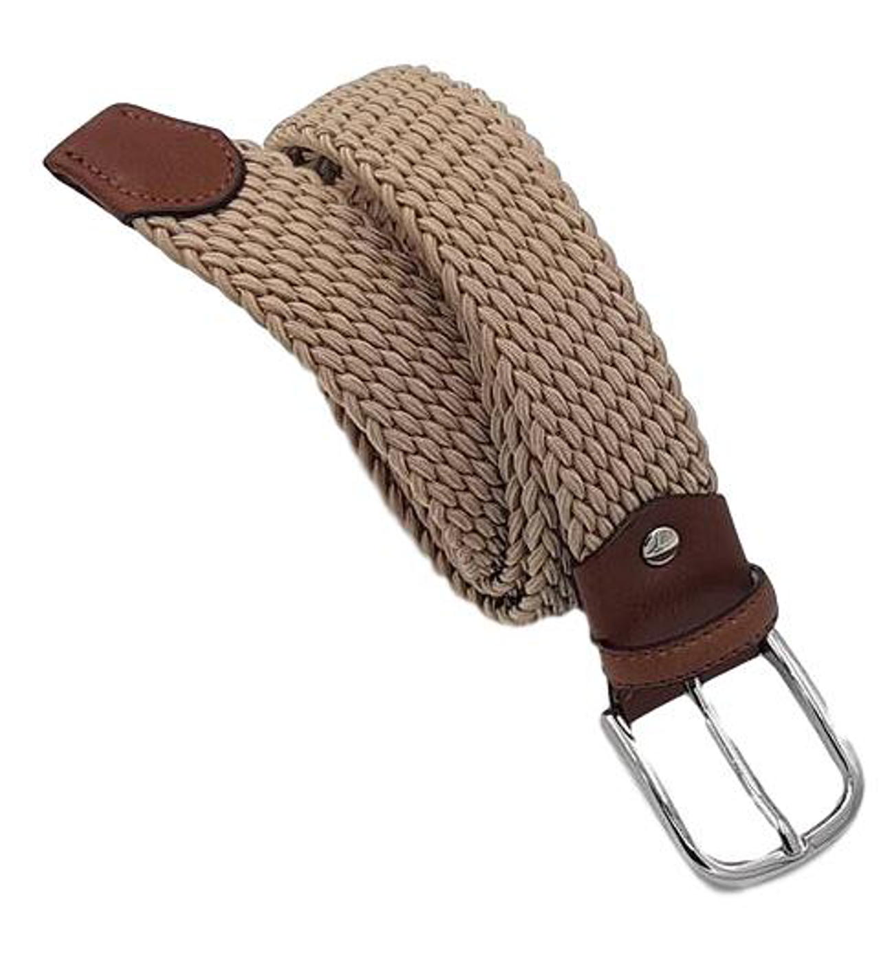Cintura elastica 3,5 cm a trama obliqua bicolore in Viscosa  ,Fibbia Nichel free - Ecrù - ESPERANTOBELTS