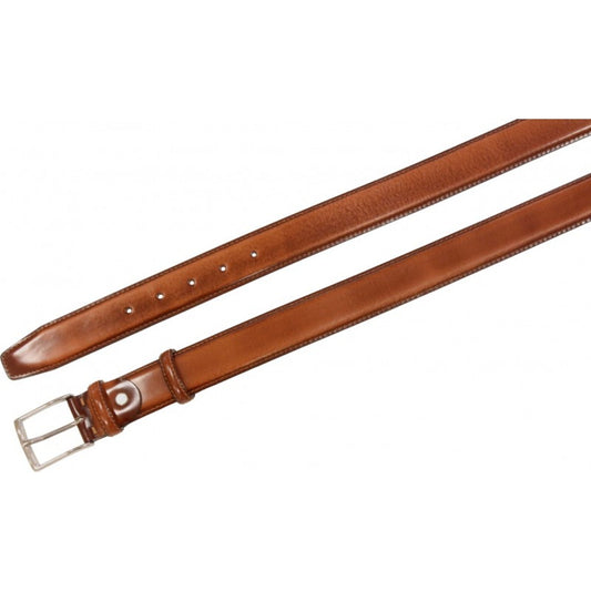 Cintura 3,5 cm in Pelle Anticata a mano con fodera nabuk e fibbia anallergica - Marrone
