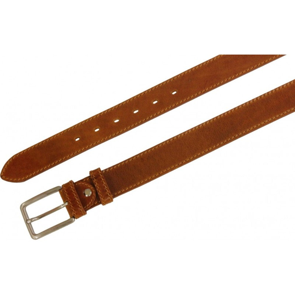 Cintura 4 cm in cuoio vegetale con doppio passante