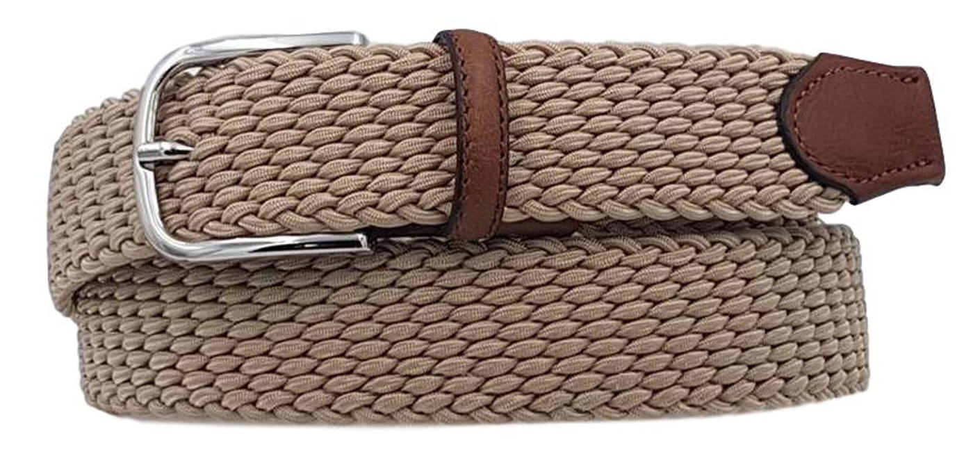 Cintura elastica 3,5 cm a trama obliqua bicolore in Viscosa  ,Fibbia Nichel free - Ecrù - ESPERANTOBELTS