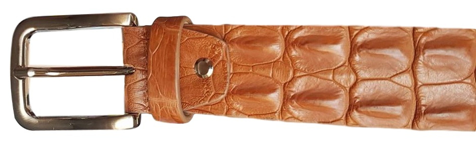 Cintura 4 cm Marrone Chiaro in Schiena di Coccodrillo con Fodera Nabuk e Fibbia Nichel free - ESPERANTOBELTS