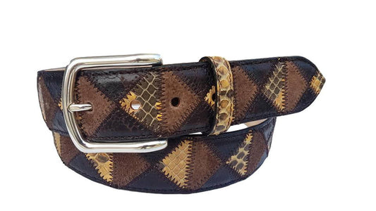 Cintura 4 cm in  Pitone e pelle con fodera Nabuk e fibbia Nichel free - Giallo - ESPERANTOBELTS