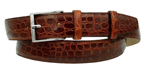 Cintura 4 cm in fianco di Coccodrillo Gold con fibbia Nichel free e fodera Nabuk - ESPERANTOBELTS