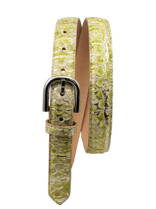 Cintura in Vero Pitone 2,5 cm placcato Metallo - Lime