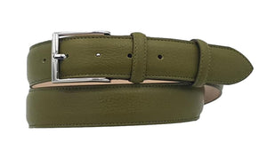 Cintura 3,5 cm in Pelle  stampa Cervo Verde Pistacchio, Fodera in Pelle Bovina e Fibbia anallergica