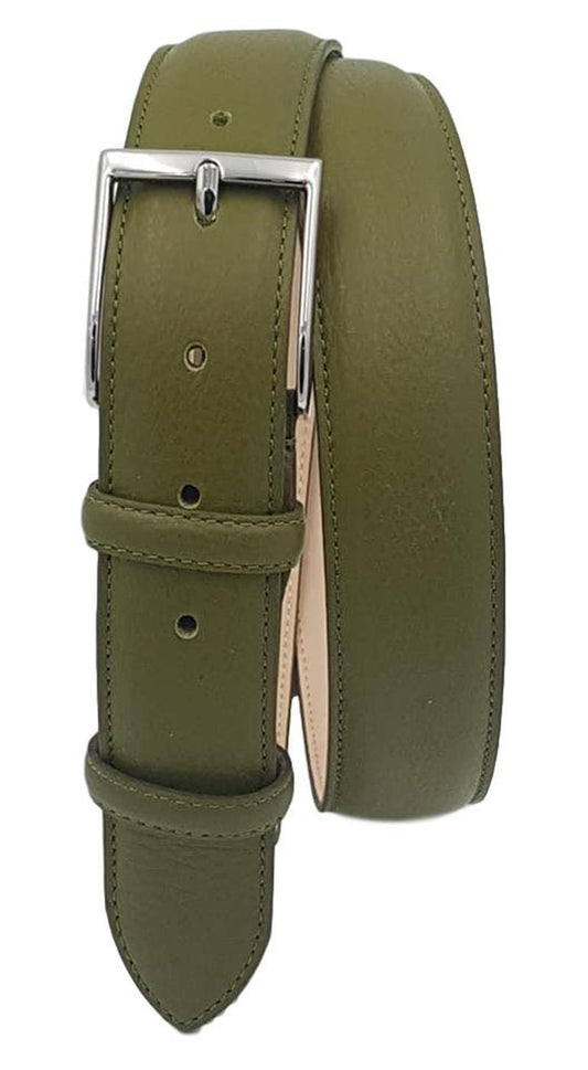 Cintura 3,5 cm in Pelle stampa Cervo Verde Pistacchio, Fodera in Pelle Bovina e Fibbia anallergica