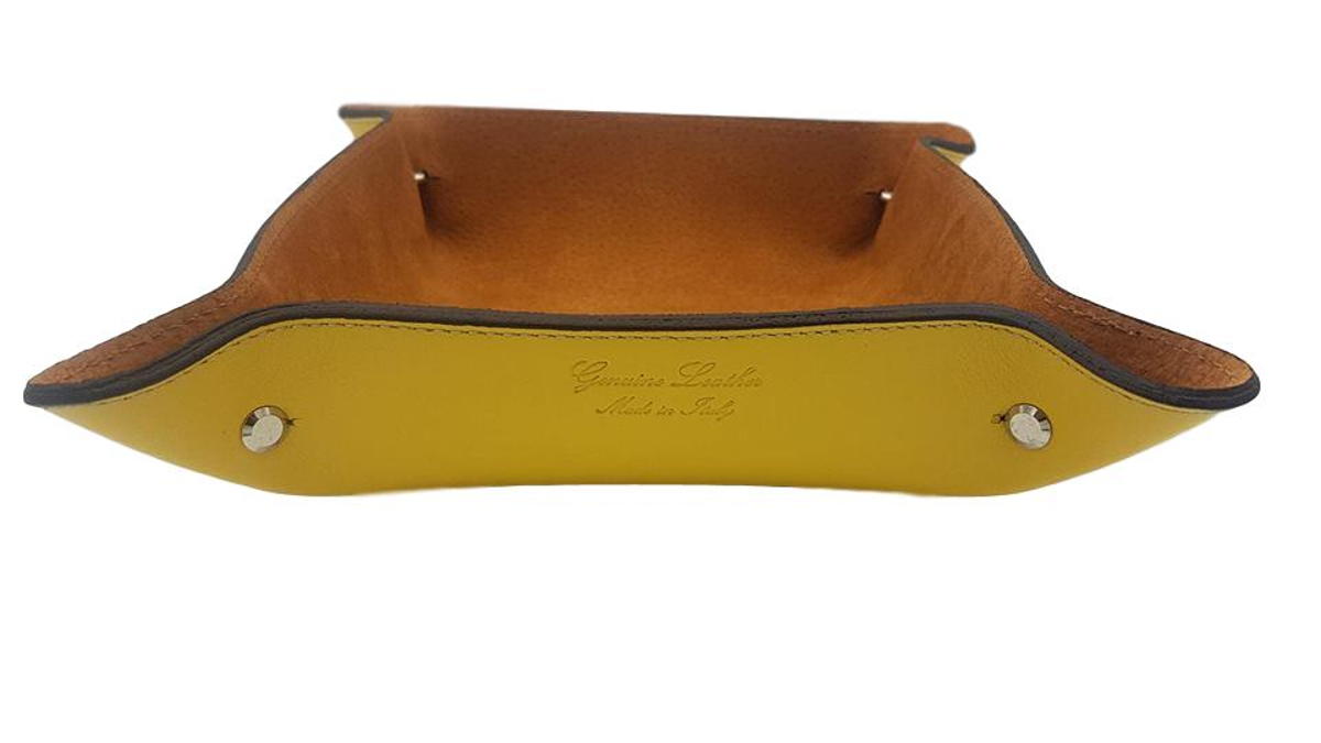 Svuotatasche colorato in vera Pelle foderato in pelle scamosciata - Lemon - ESPERANTOBELTS