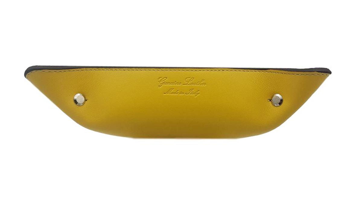 Svuotatasche colorato in vera Pelle foderato in pelle scamosciata - Lemon - ESPERANTOBELTS