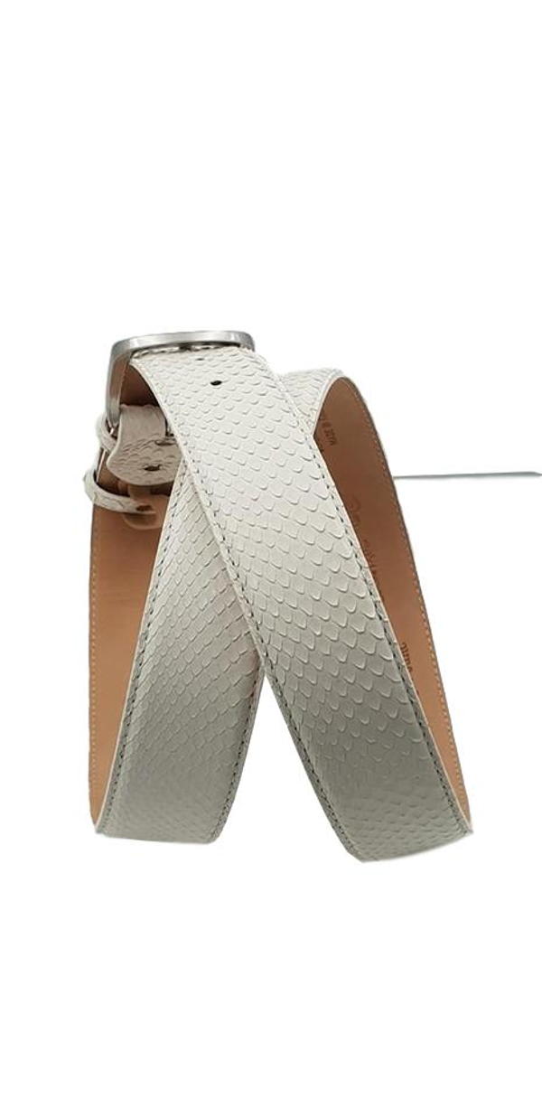Cintura 4 cm in vera pelle di Pitone colore Bianco con fibbia Nichel free e fodera Nabuk - ESPERANTOBELTS
