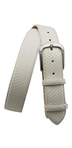 Cintura 4 cm in vera pelle di Pitone colore Bianco con fibbia Nichel free e fodera Nabuk - ESPERANTOBELTS