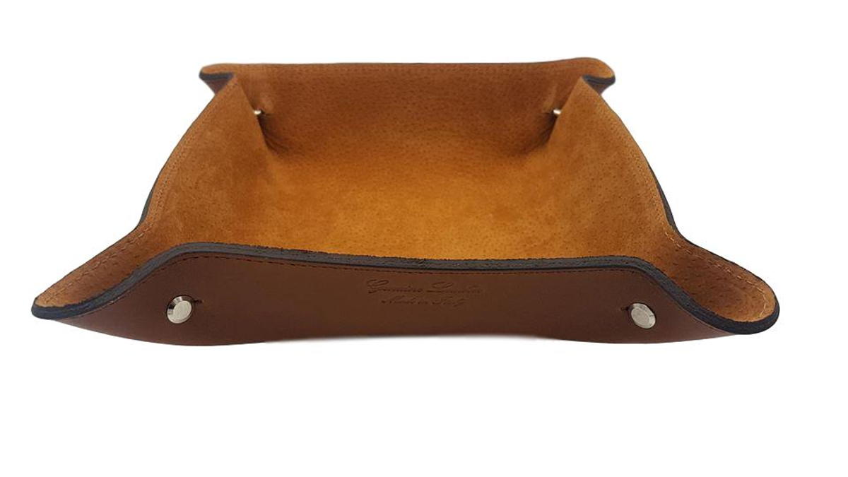 Svuotatasche in Cuoio Foderato in Pelle Scamosciata - Nocciola - ESPERANTOBELTS
