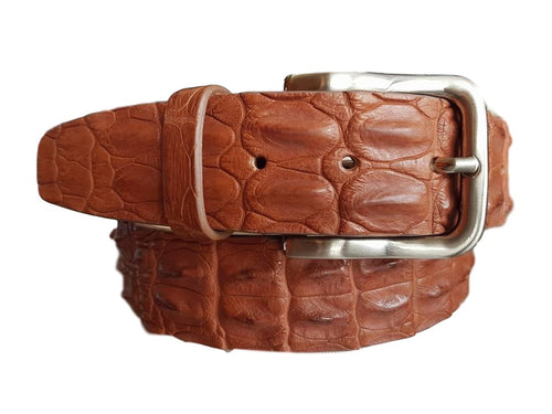 Cintura 4 cm Marrone Chiaro in Schiena di Coccodrillo con Fodera Nabuk e Fibbia Nichel free - ESPERANTOBELTS