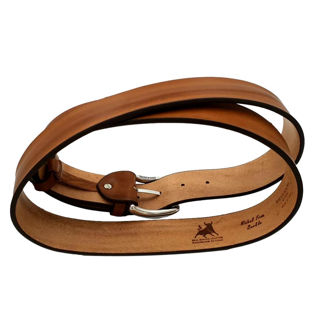 Cintura 4 cm in vero cuoio di toro con fibbia Vintage anallergica (VERSIONE REGALO)