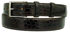 Cintura XXL 4 cm in Vero fianco di Coccodrillo Moro,  Fibbia anallergica  (TAGLIE EXTRALUNGHE)