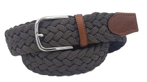 Cintura 3,5 cm XXL  intrecciata in vero cotone  con fibbia nichel free - Moro - ESPERANTOBELTS
