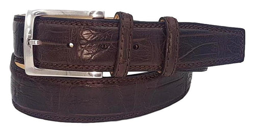 Cintura 4 cm in Coccodrillo Moro Opacizzato con fodera nabuk, doppia cucitura e fibbia Nichel free - ESPERANTOBELTS