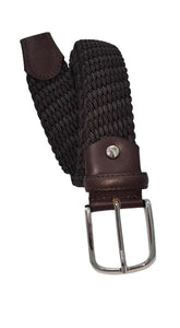 Cintura elastica 3,5 cm a trama obliqua bicolore in Viscosa  ,Fibbia Nichel free - Moro/Antracite - ESPERANTOBELTS