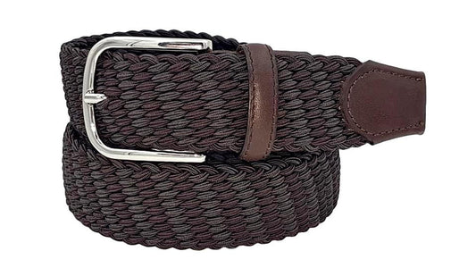 Cintura elastica 3,5 cm a trama obliqua bicolore in Viscosa  ,Fibbia Nichel free - Moro/Antracite - ESPERANTOBELTS