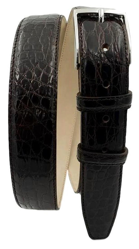 Cintura 3,5 cm in fianco di Coccodrillo Moro con fibbia Nichel free e fodera Nabuk - ESPERANTOBELTS