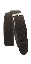 Carica l&#39;immagine nel visualizzatore di Gallery, Cintura Piatta 4 cm in Pelle Scamosciata , fodera in pelle e fibbia Nichel free - Moro - ESPERANTOBELTS