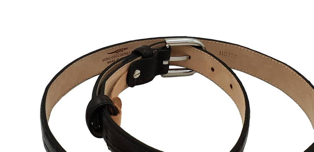 Cintura 2,5 cm per donna in vero Coccodrillo Moro con fibbia Nichel free - ESPERANTOBELTS