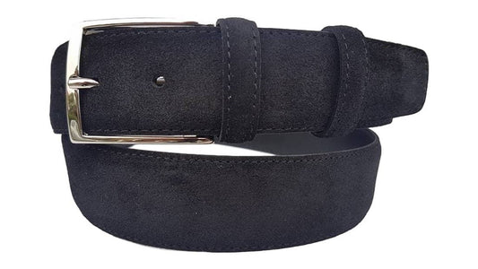 Cintura Uomo 4 cm in Pelle Scamosciata , fodera in pelle e fibbia Nichel free - Nero - ESPERANTOBELTS