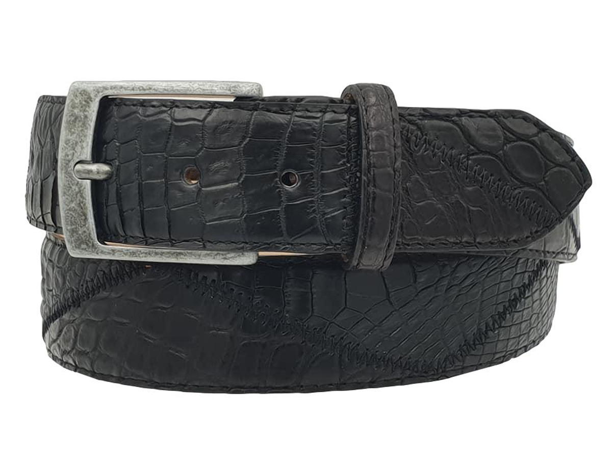 Cintura in Coccodrillo 4 cm Nero lavorazione a Piramidi - ESPERANTOBELTS