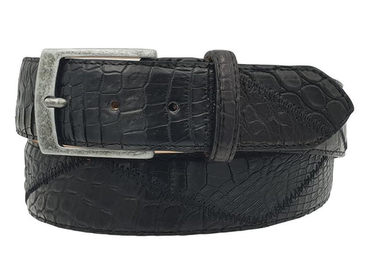 Cintura in Coccodrillo 4 cm Nero lavorazione a Piramidi - ESPERANTOBELTS