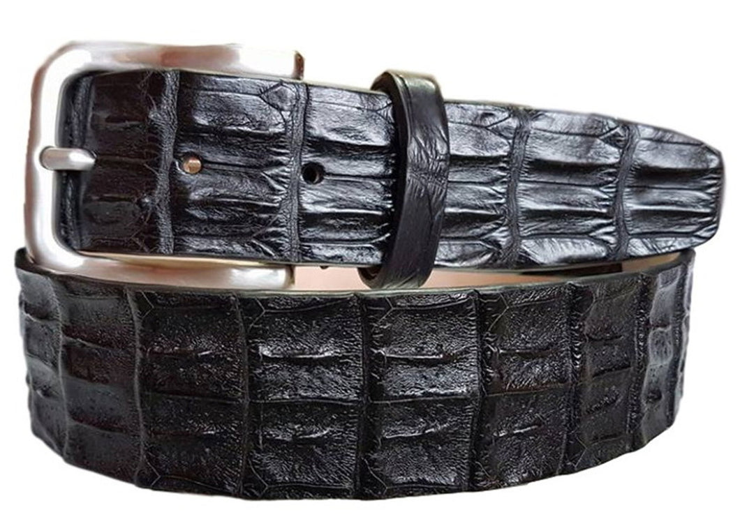 Cintura Nera 4 cm in Schiena di Coccodrillo con Fodera Nabuk e Fibbia Nichel free - ESPERANTOBELTS