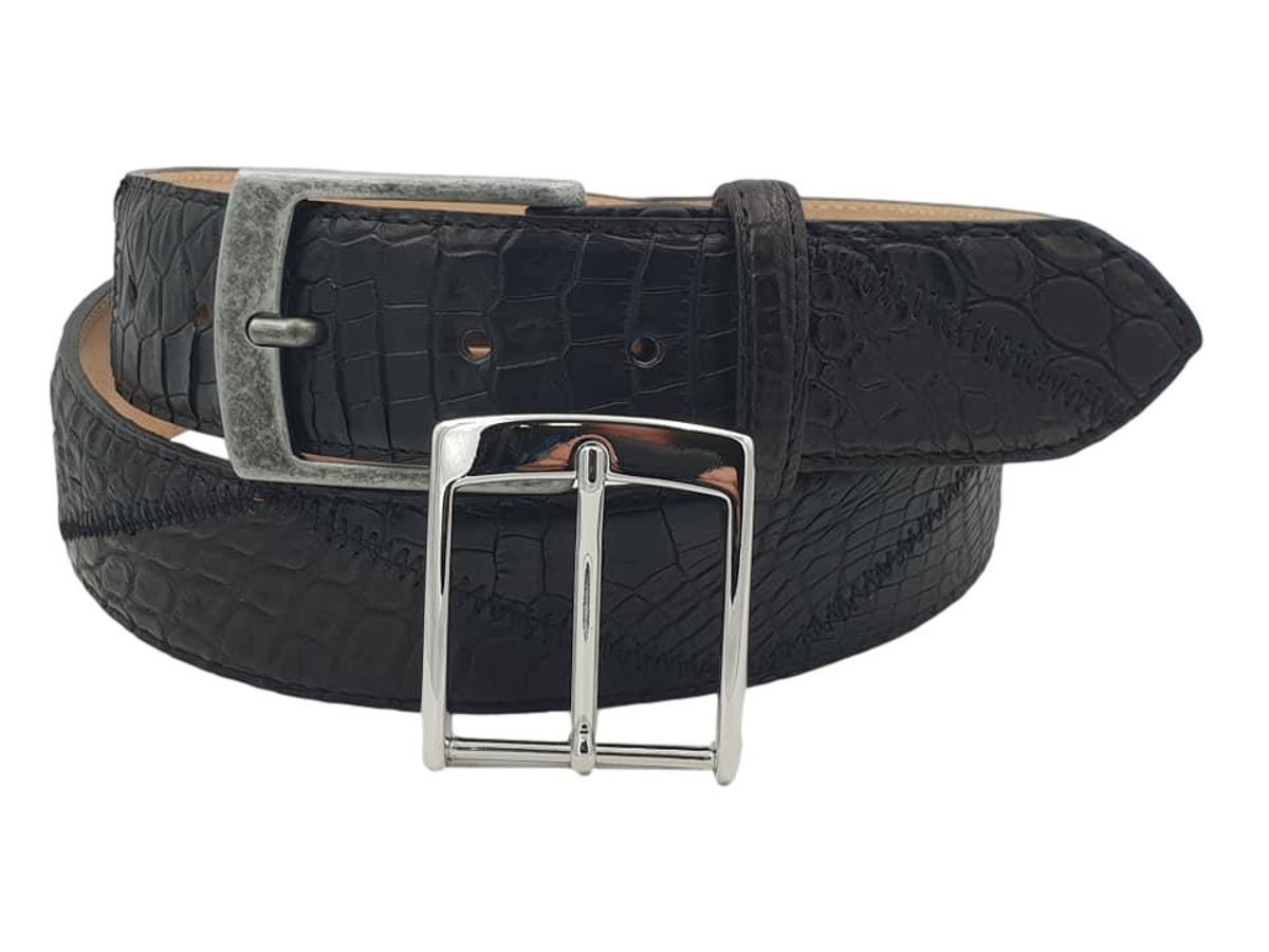 Cintura in Coccodrillo 4 cm Nero lavorazione a Piramidi - ESPERANTOBELTS