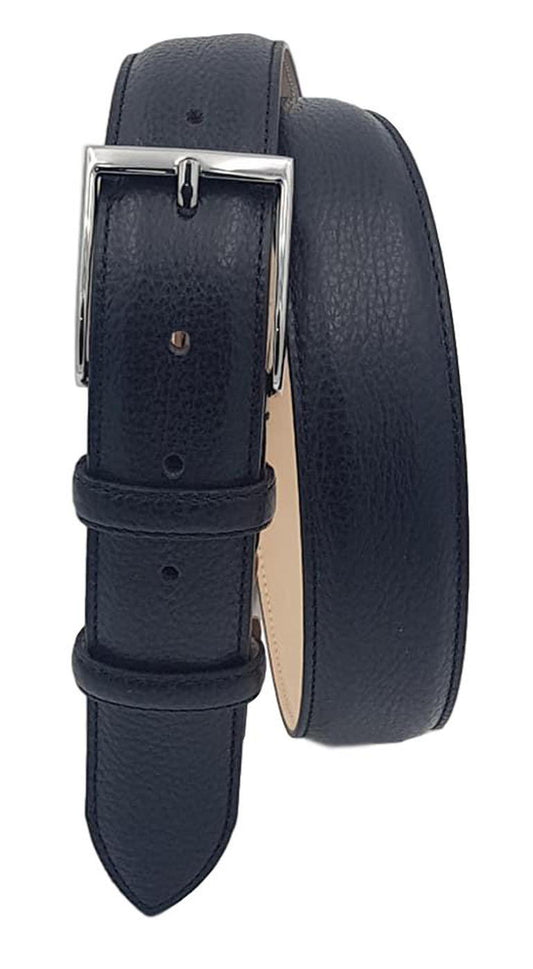 Cintura XXL 3,5 cm in Vera Pelle  stampato Cervo,  Fibbia anallergica - Nero