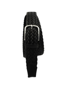 Cintura intrecciata in cuoio e cuoio rigenerato altezza 3,5 cm con fibbia nichel free - Nero - ESPERANTOBELTS