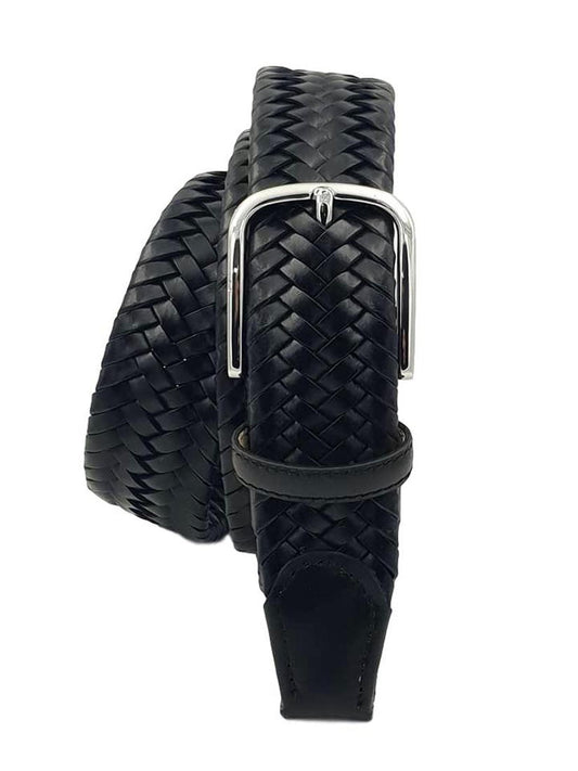 Cintura XXL elastica in cuoio intrecciato 3 ,5 anallergica ( TAGLIE EXTRALUNGHE ) - Nero