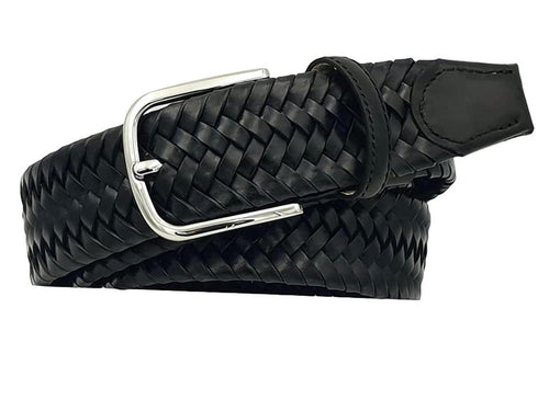 Cintura XXL elastica in cuoio intrecciato 3 ,5 anallergica ( TAGLIE EXTRALUNGHE ) - Nero